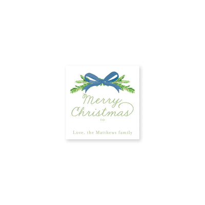 Evergreen Branch and Bow Christmas Stickers