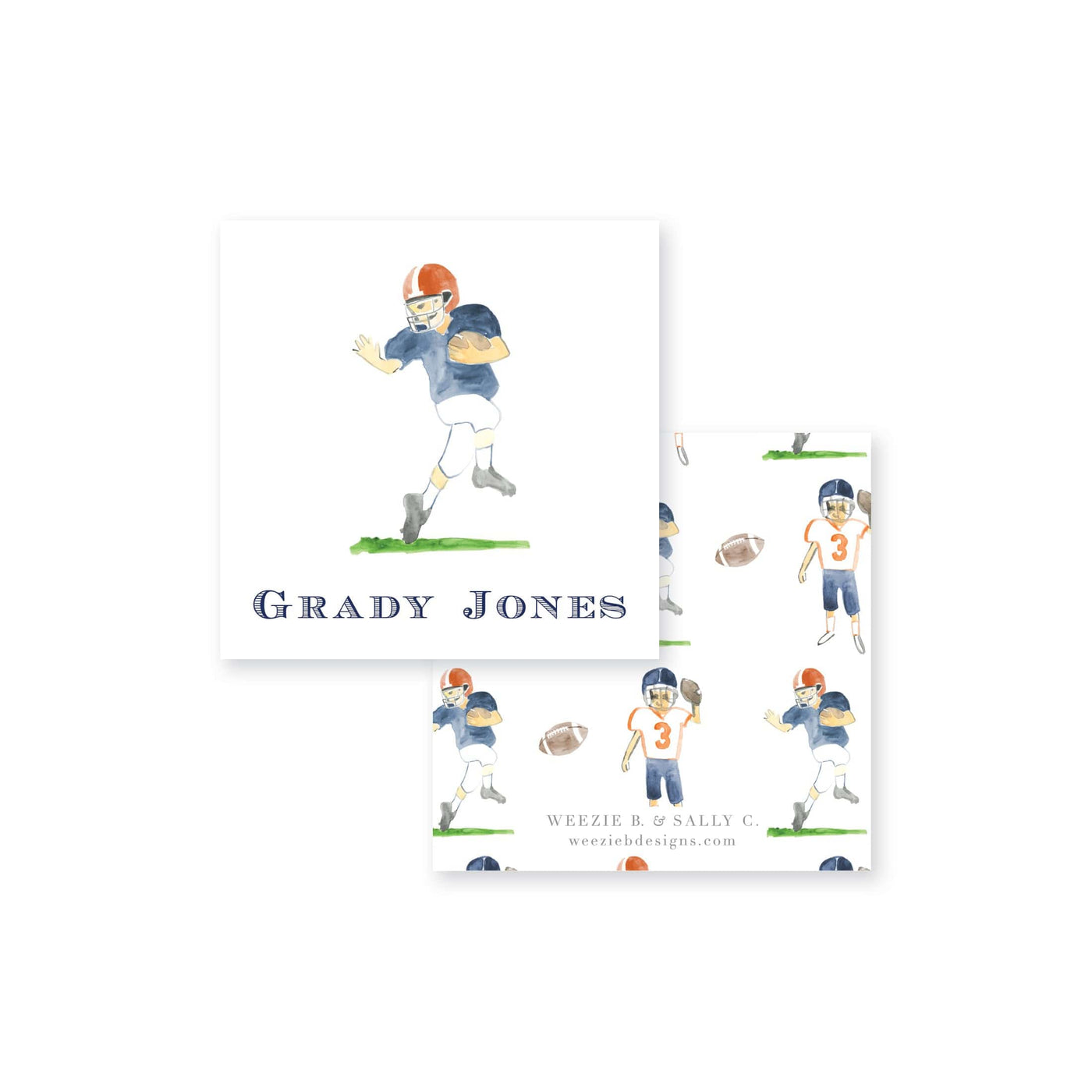 Football Players Watercolor Calling Card