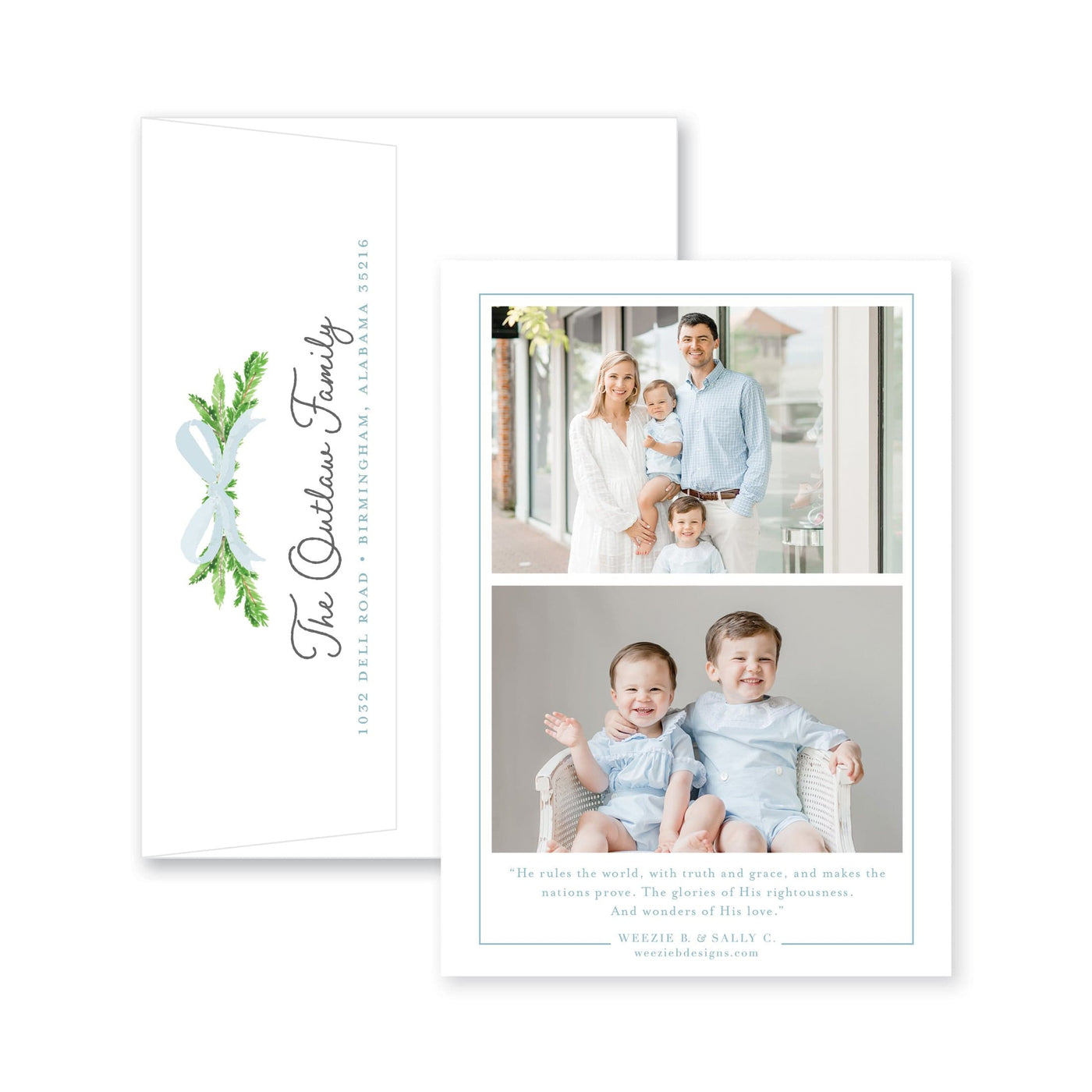 Singing Angels Evergreen Branch Vertical Christmas Card