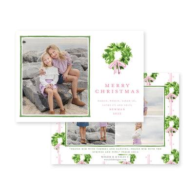 Chic Wreath Horizontal Christmas Card