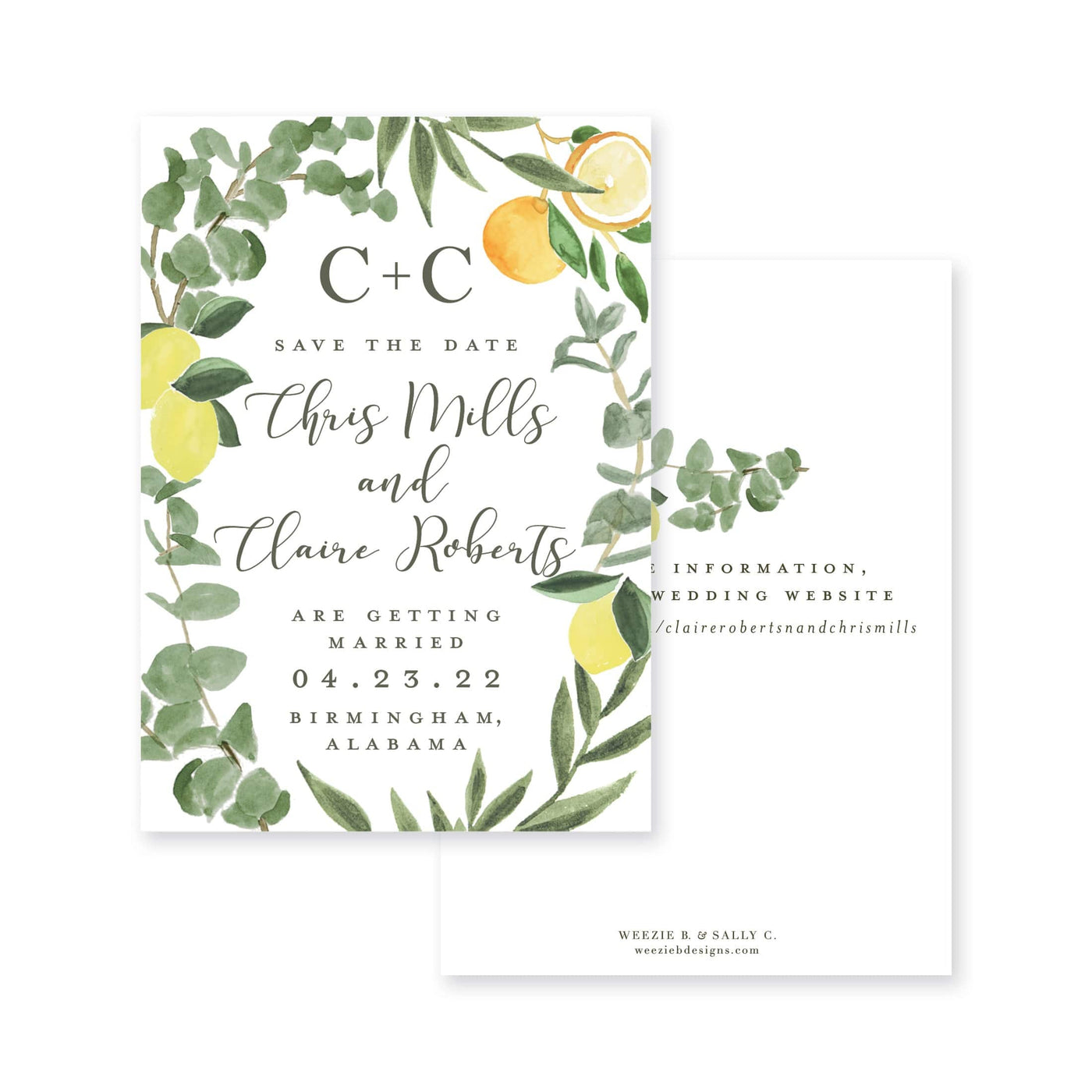 Citrus and Eucalyptus Greenery Save-the-Date