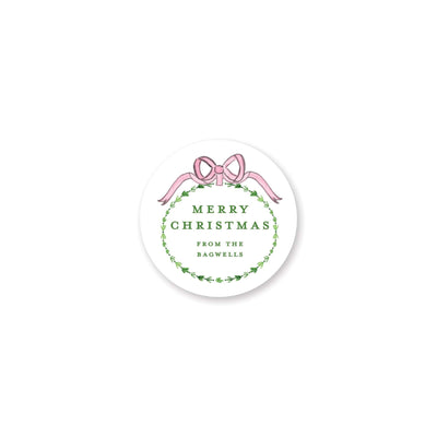 Dainty Greenery and Bow Christmas Gift Stickers