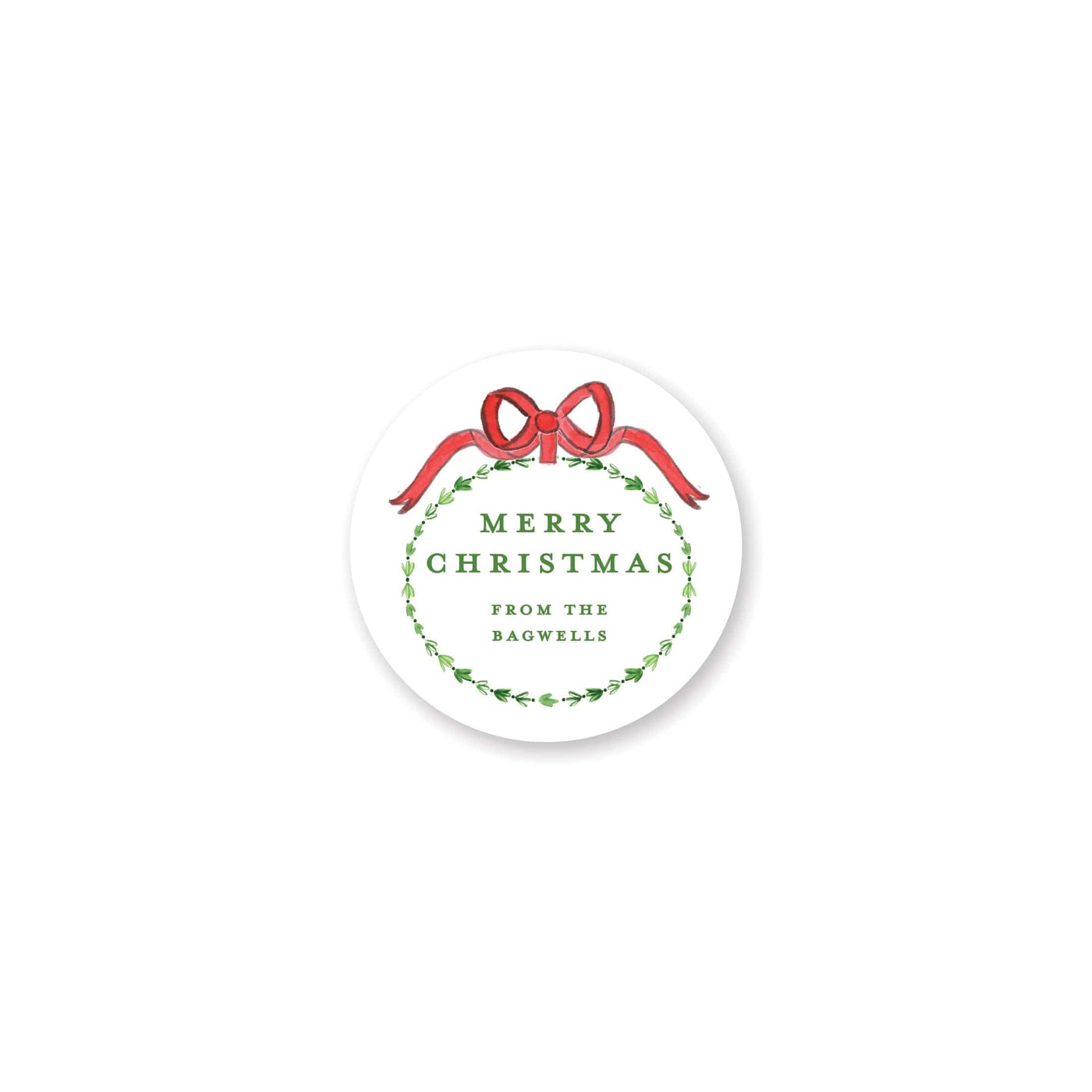 Dainty Greenery and Bow Christmas Gift Stickers