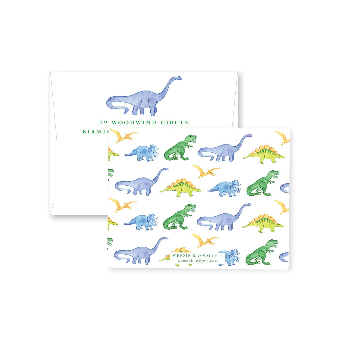 Dinosaur March Flat Note Card