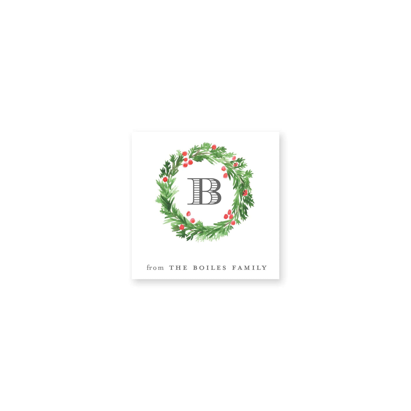 Evergreen Wreath With Berries Christmas Stickers