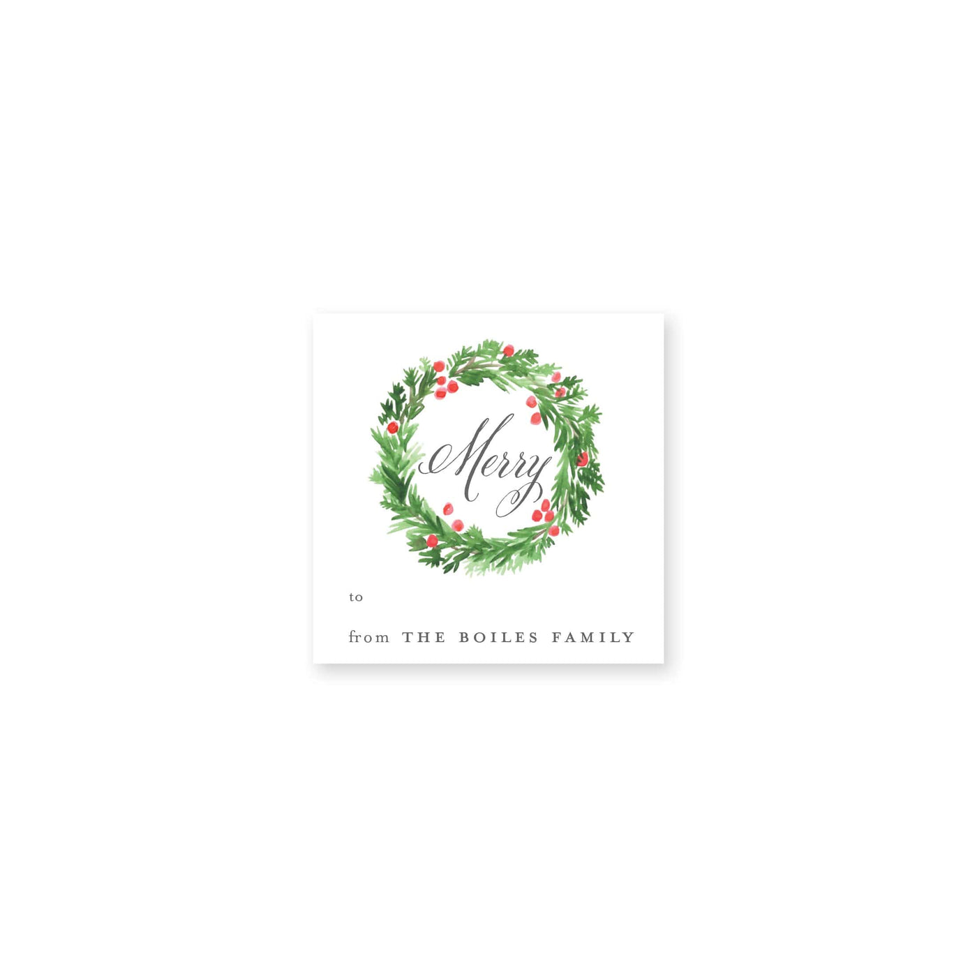 Evergreen Wreath With Berries Christmas Stickers