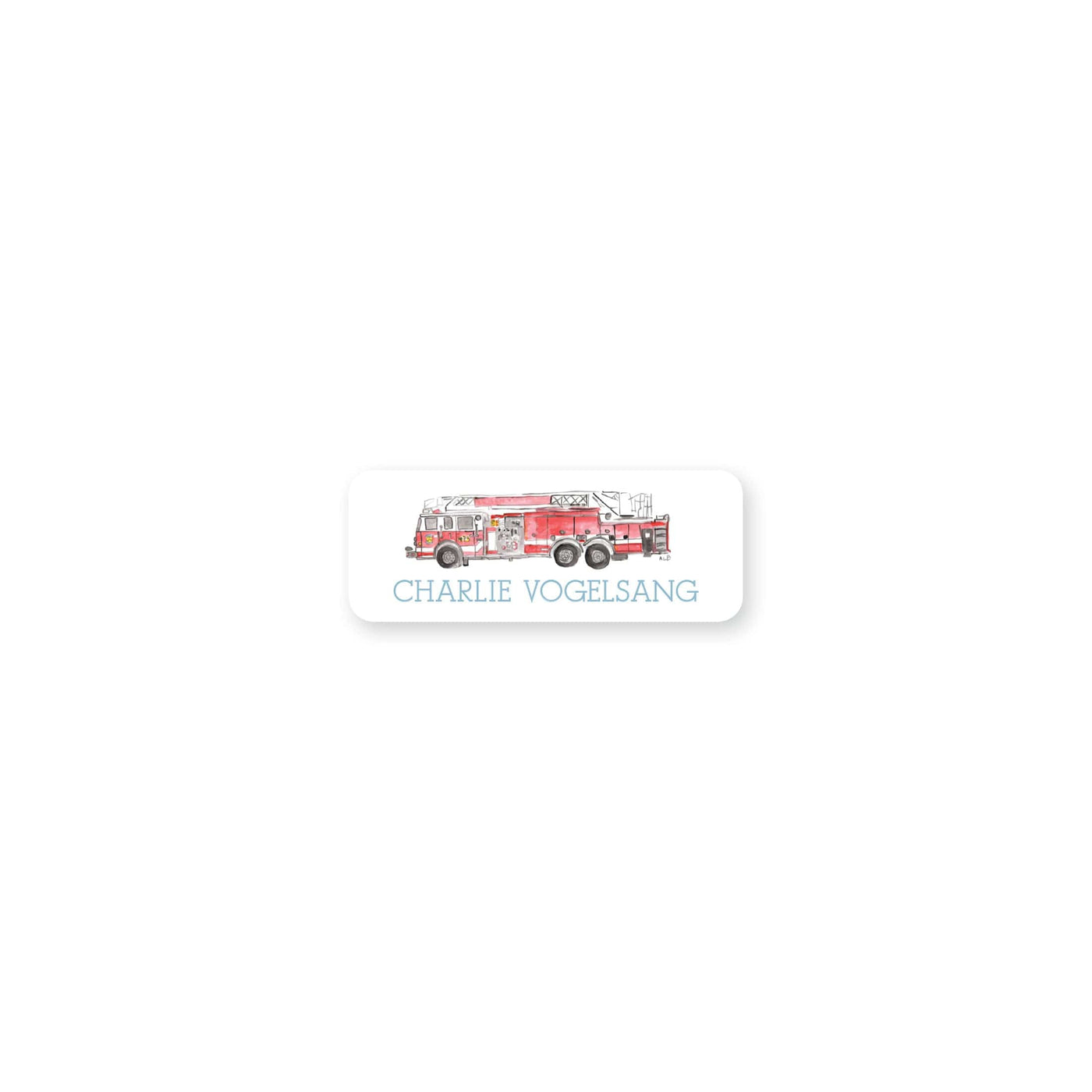 Fire Truck Watercolor Permanent Stickers