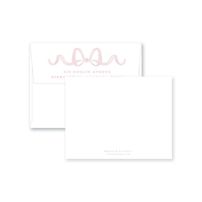 Sweet Watercolor Wreath and Bow Flat Note Card