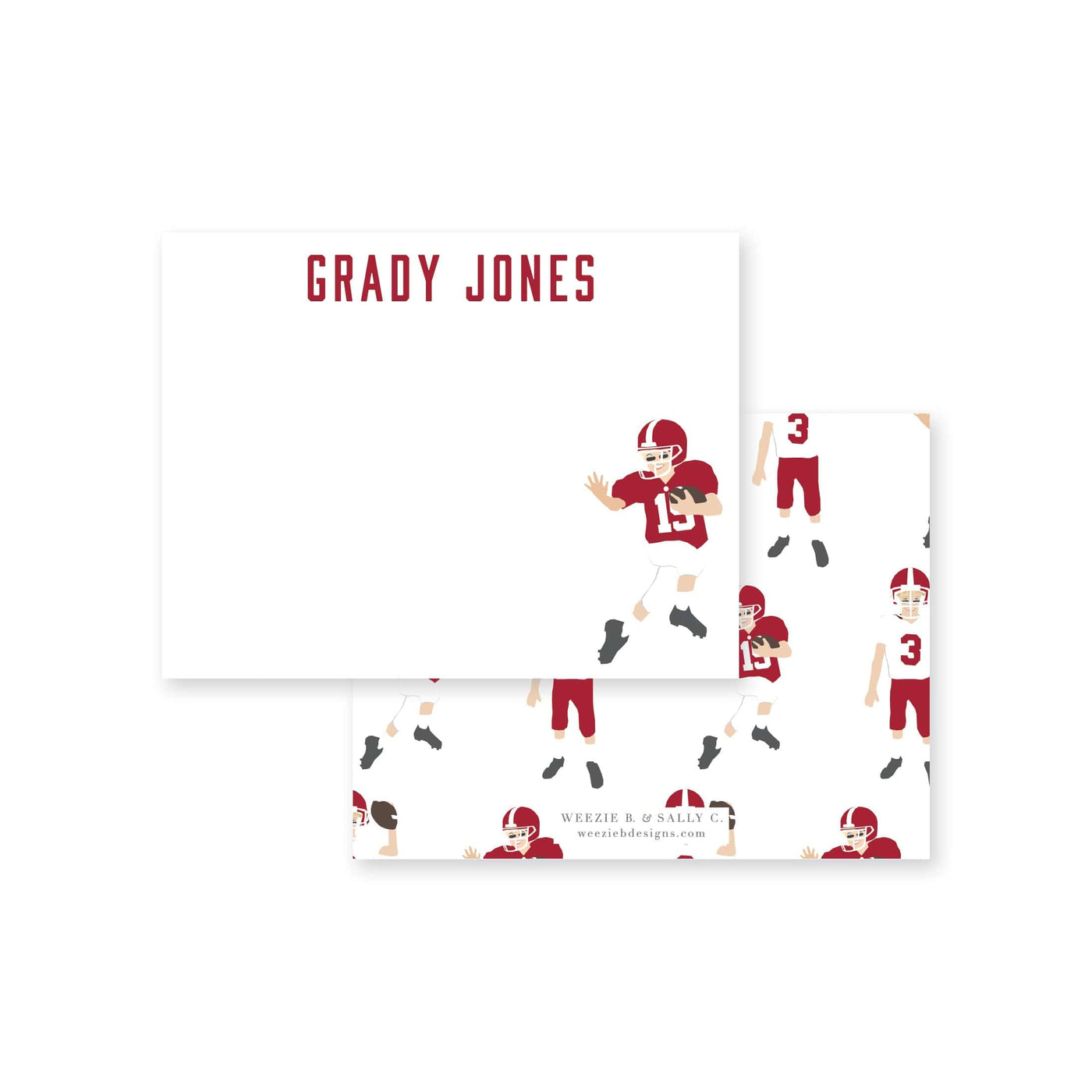 Football Players Fill-In Flat Note Card