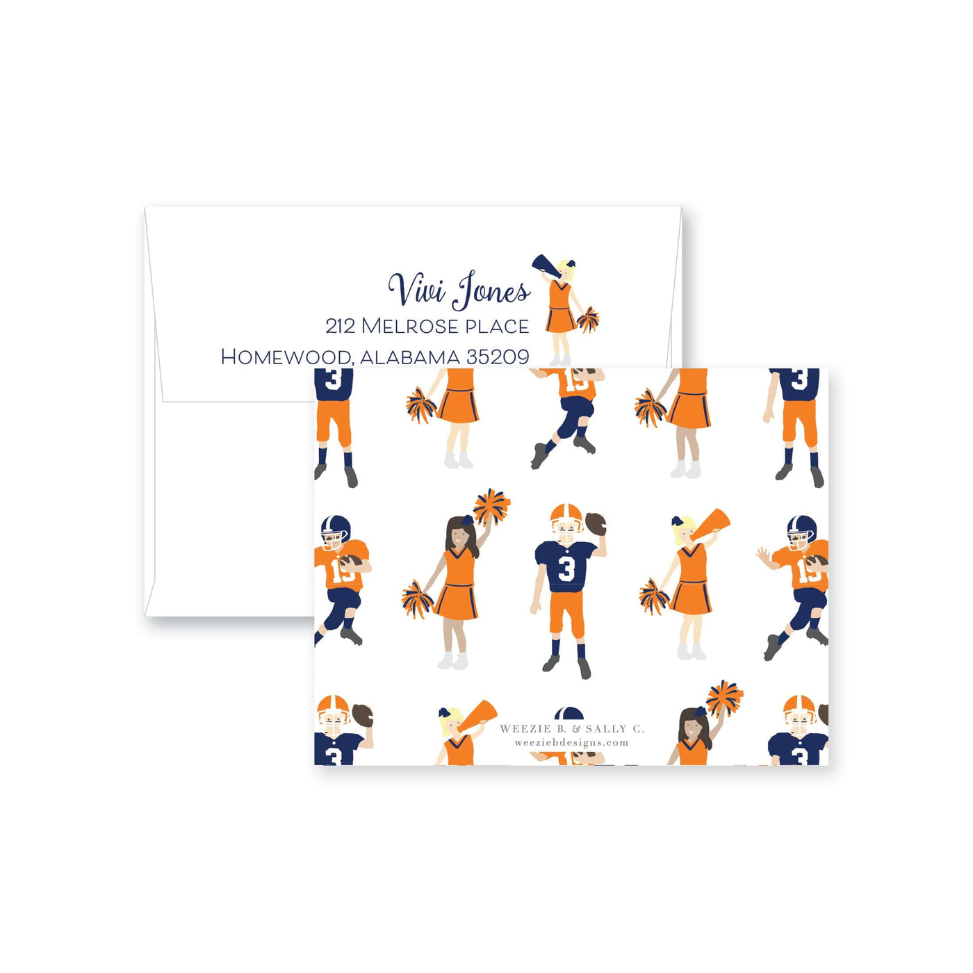 Football Cheer Fill-In Flat Note Card