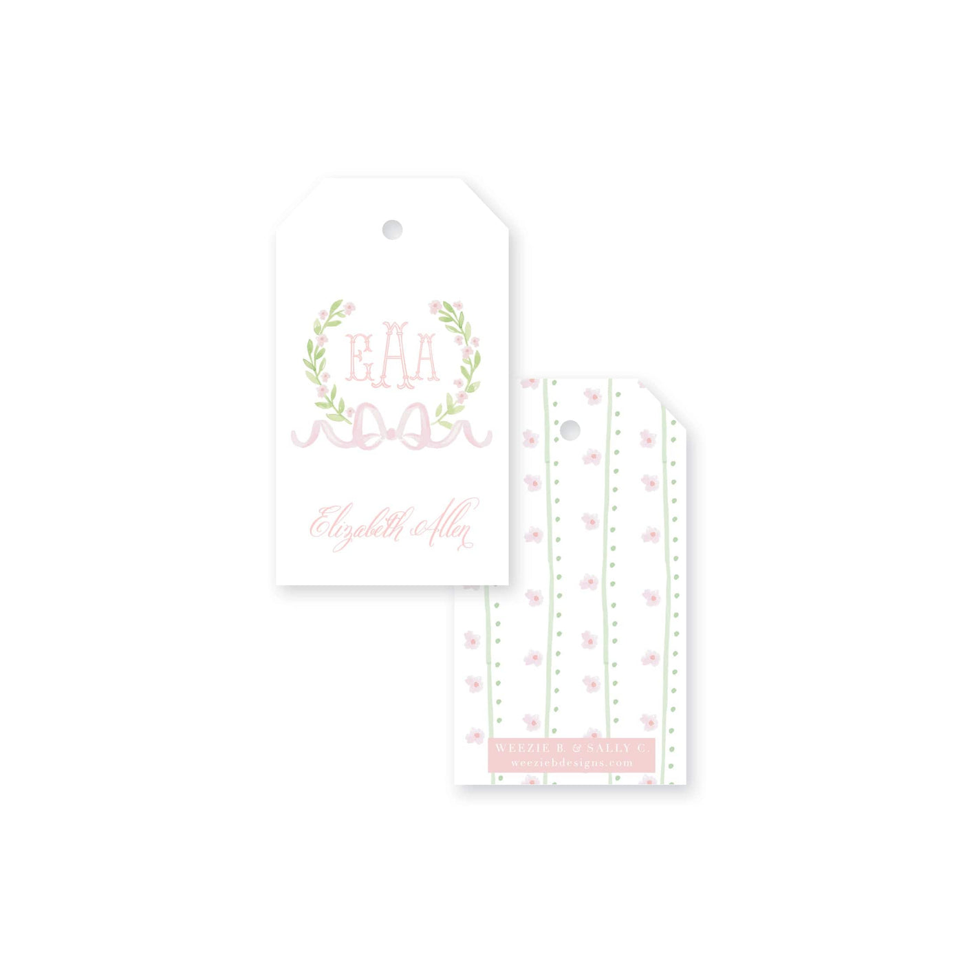 Sweet Watercolor Wreath and Bow Gift Tag
