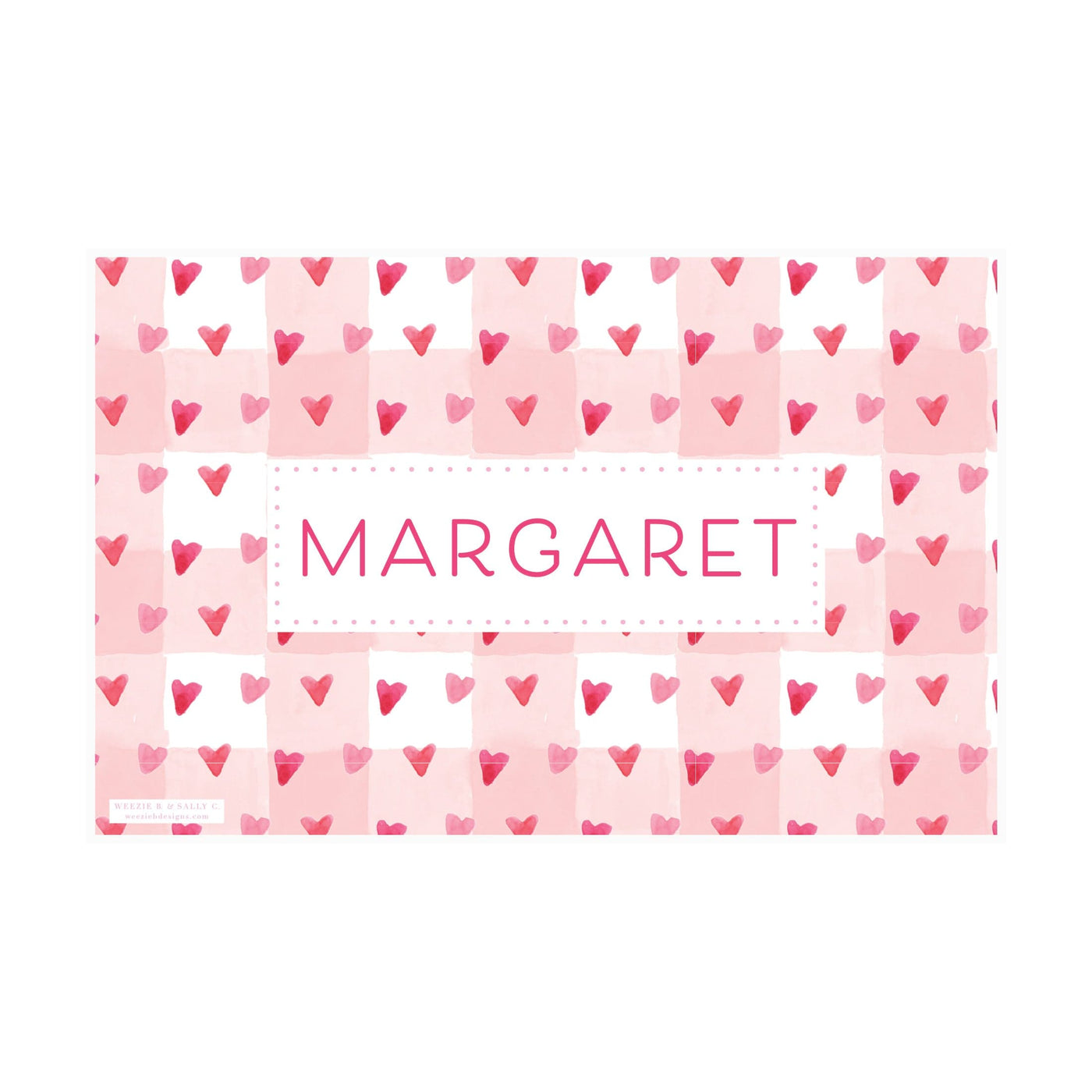Watercolor Hearts Gingham Placemat