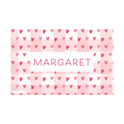 Watercolor Hearts Gingham Placemat