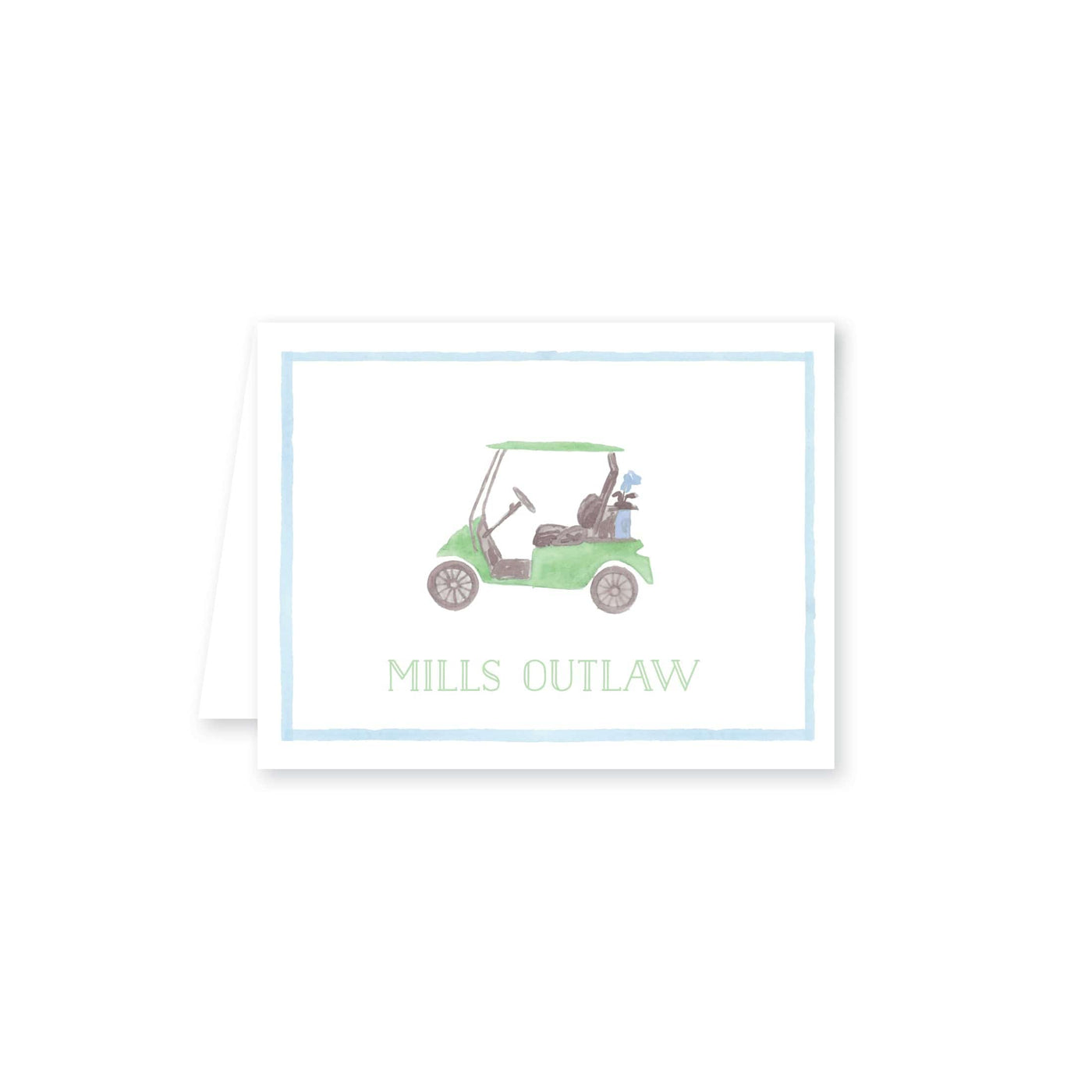 Watercolor Golf Cart Folded Note Card