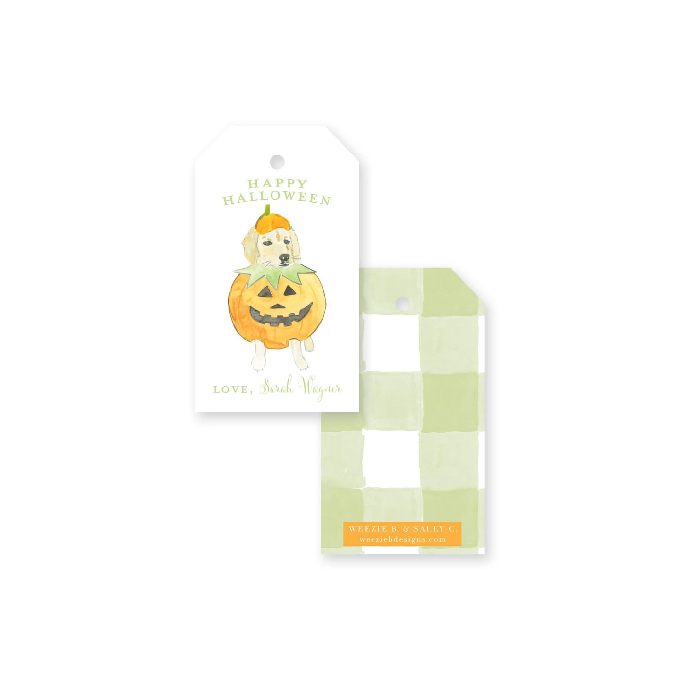 Halloween Watercolor Golden Pumpkin Gift Tag