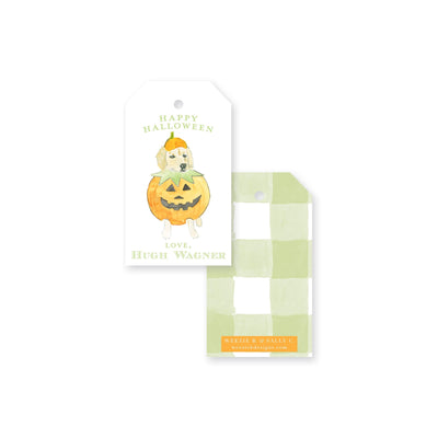 Halloween Watercolor Golden Pumpkin Gift Tag