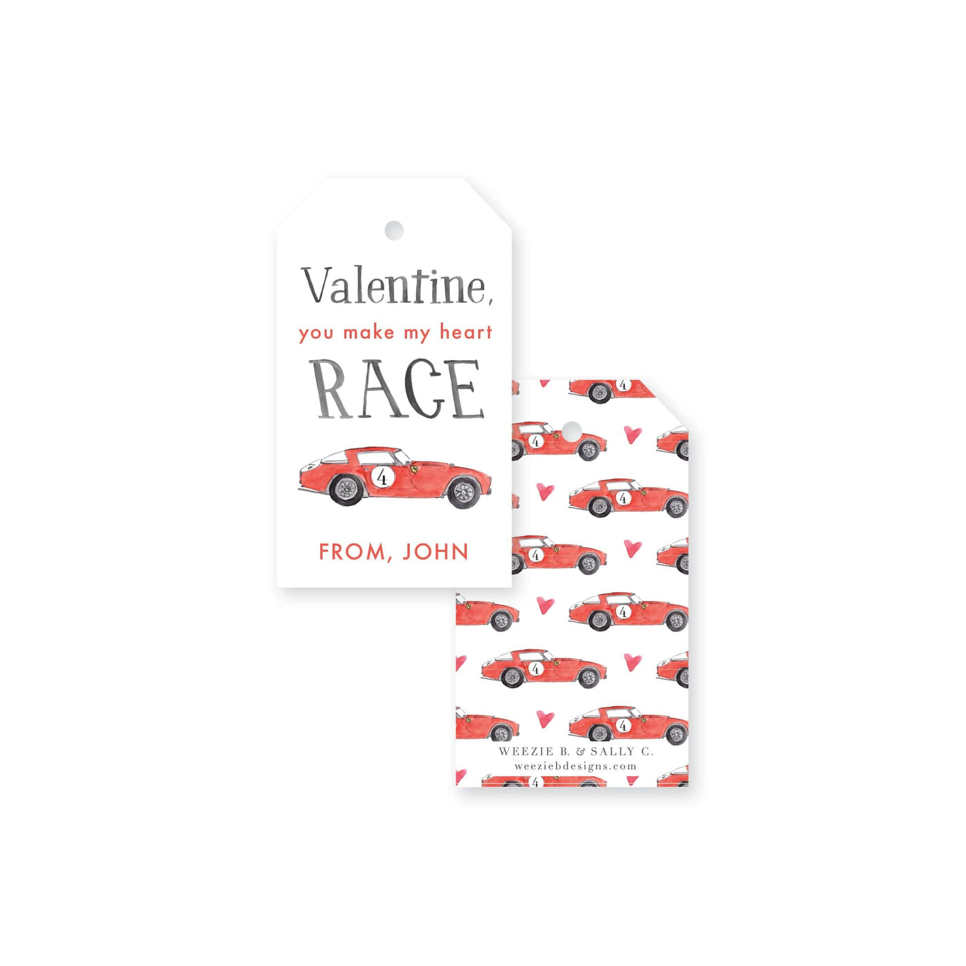 Heart Race Vintage Car Valentine