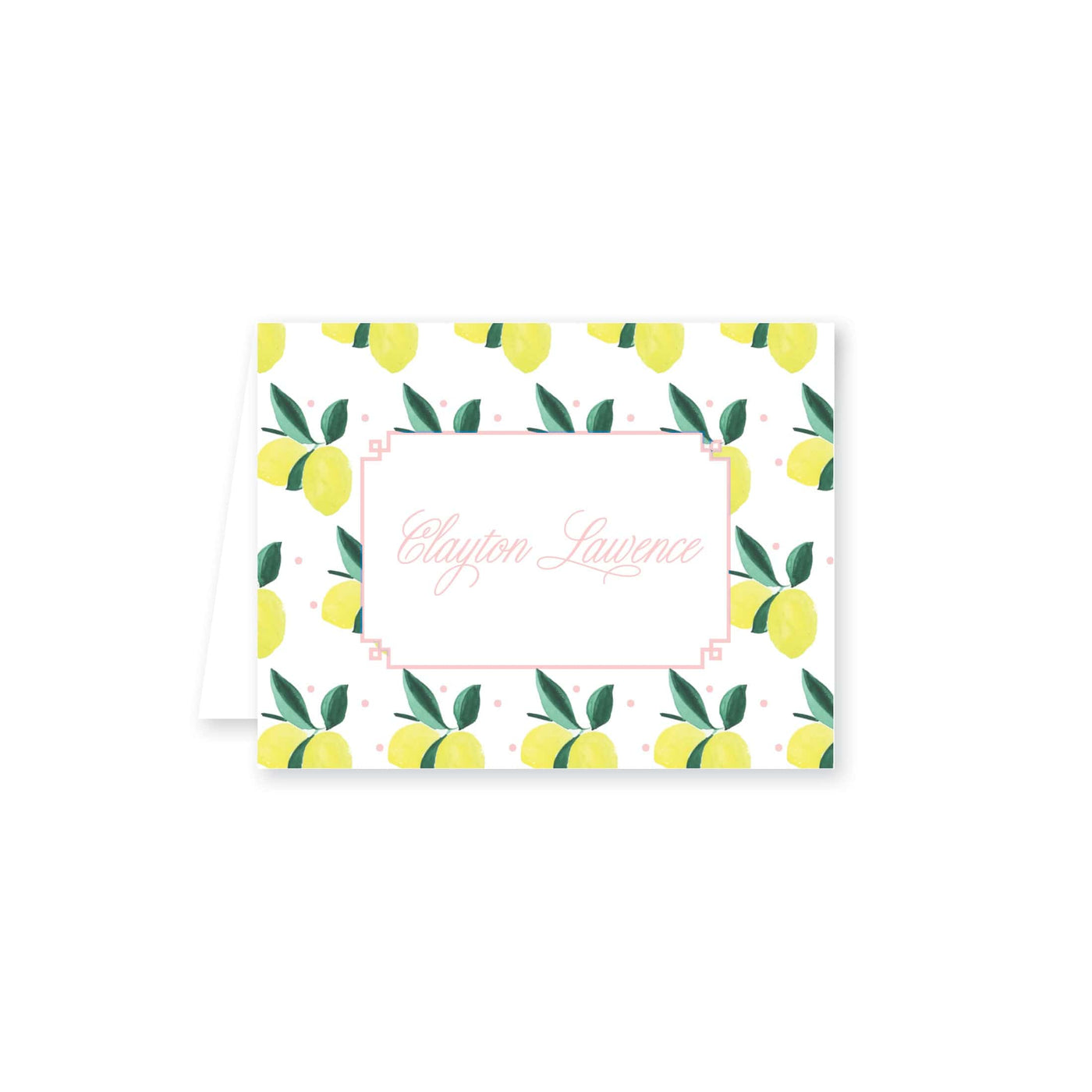 Lemon Polka Dot Folded Note Card