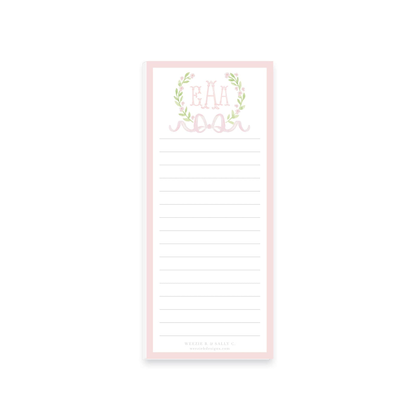 Sweet Watercolor Wreath and Bow Notepad