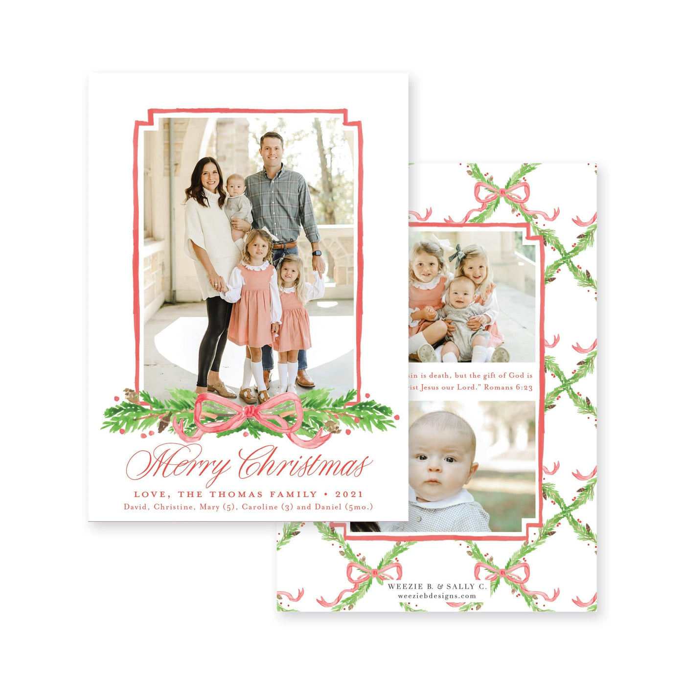 Pine Trellis Christmas Vertical Card