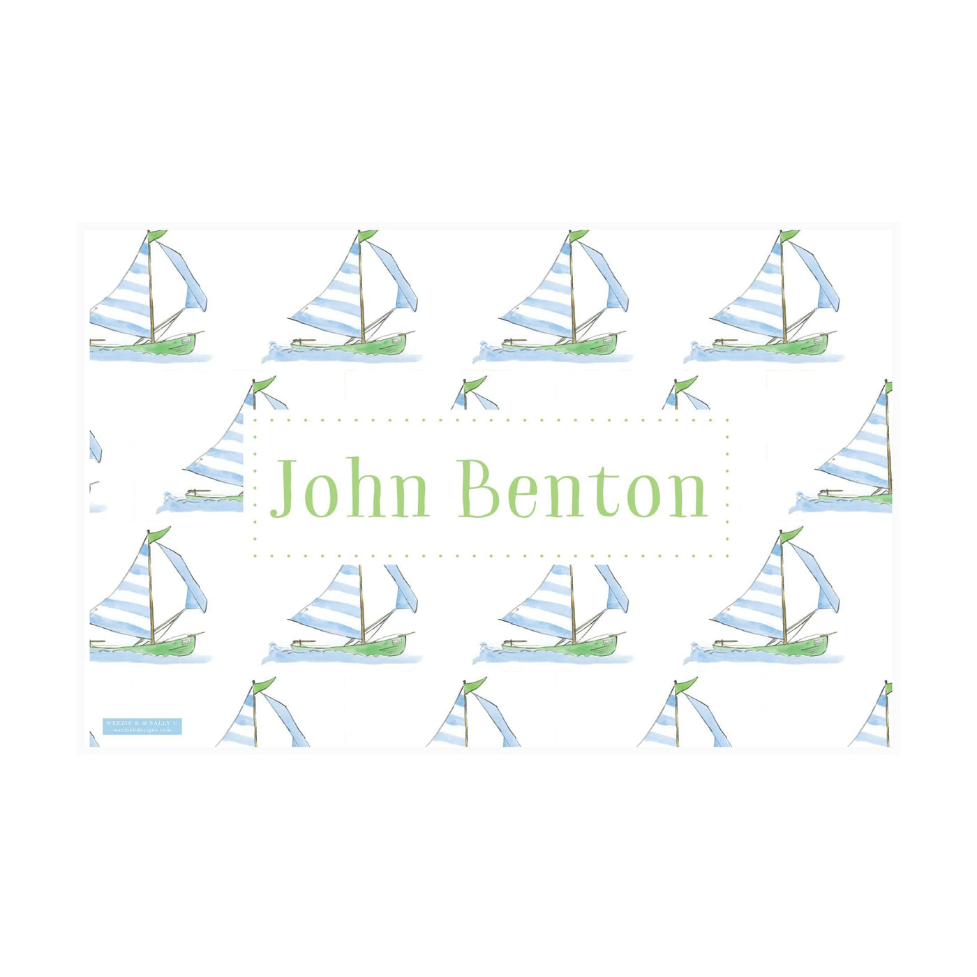 Weezie B. Designs | Place Setting Fun Placemat Back Sailboat Pattern