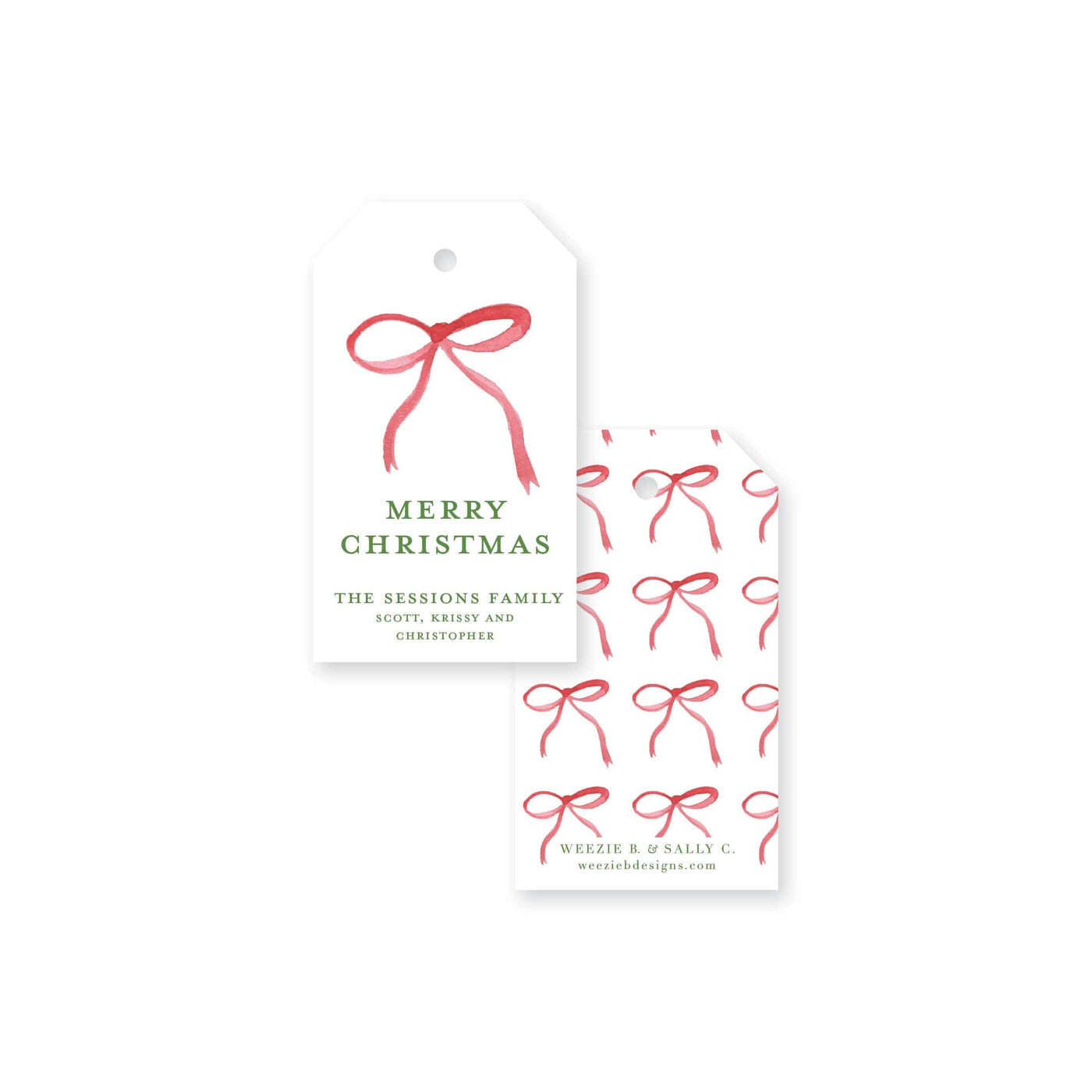 Red Bow Christmas Gift Tag