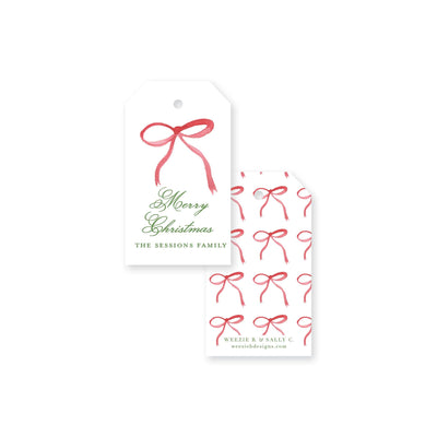 Red Bow Christmas Gift Tag