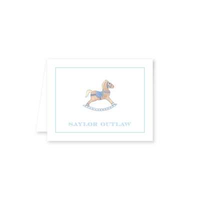 Watercolor Rocking Horse Folded Note Card