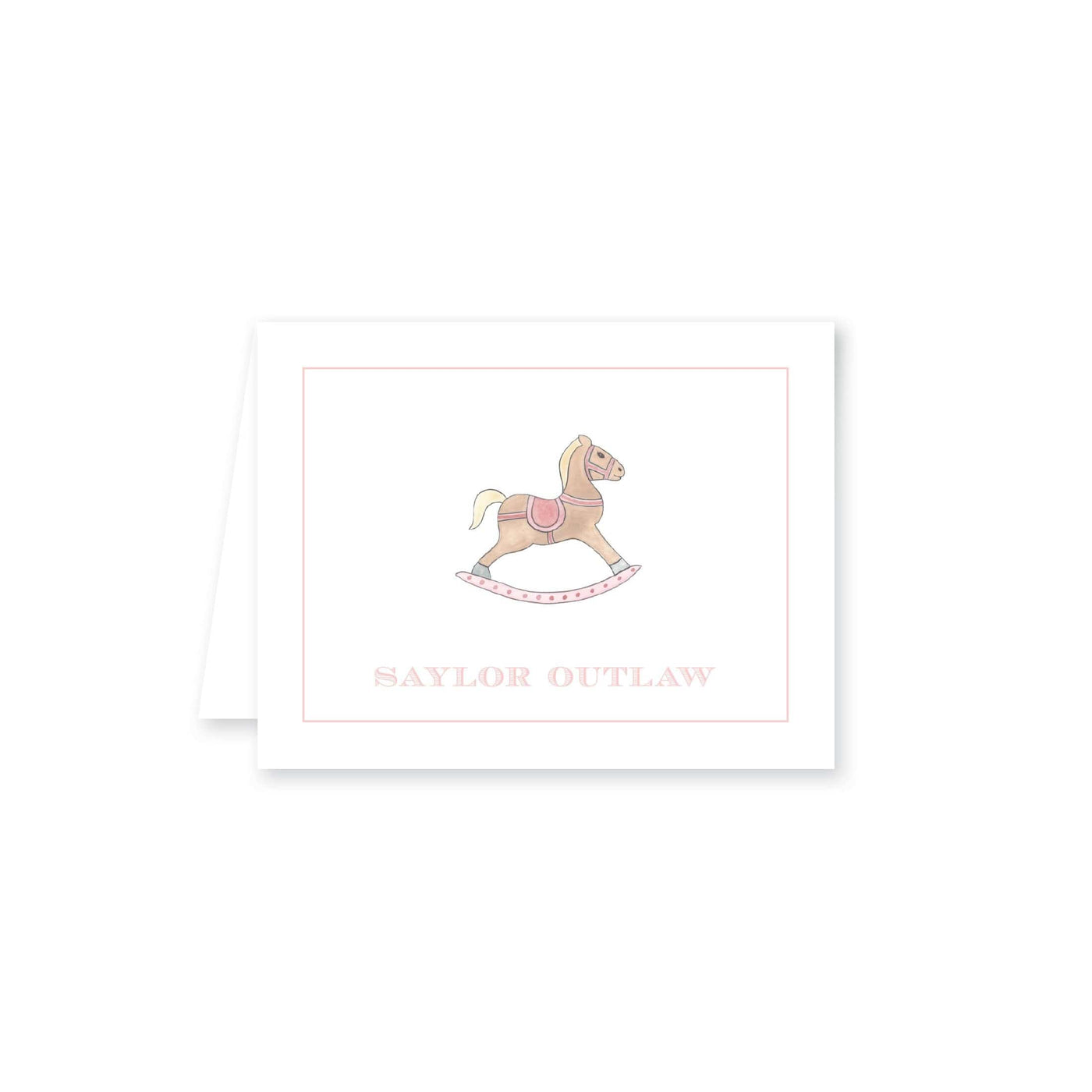 Watercolor Rocking Horse Folded Note Card