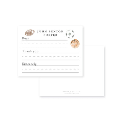 Weezie B. Designs | Sports Balls Fill-In Flat Note Cards