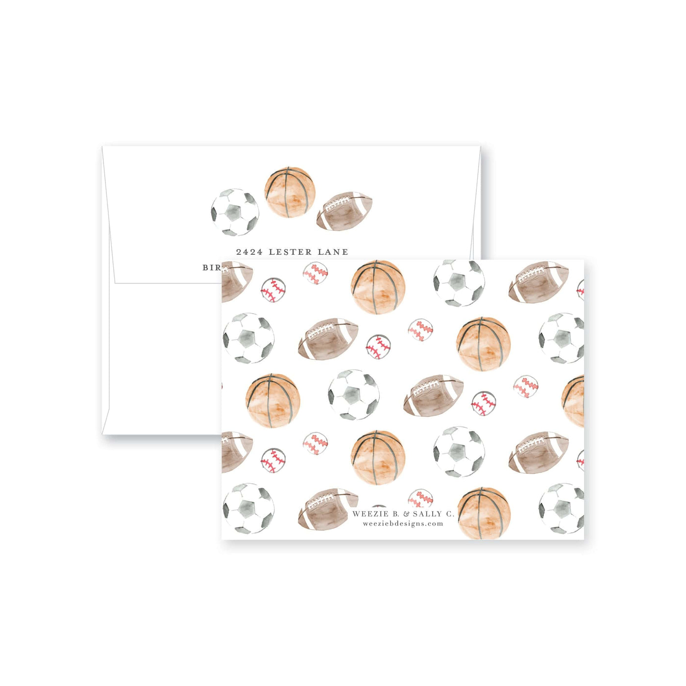 Sports Balls Flat Note Card