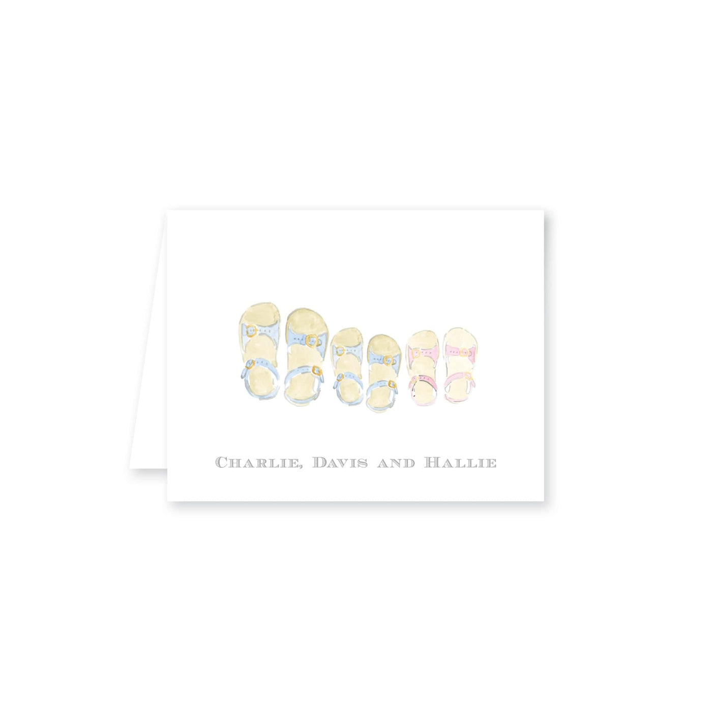 Summer Sandals Siblings Folded Note Card