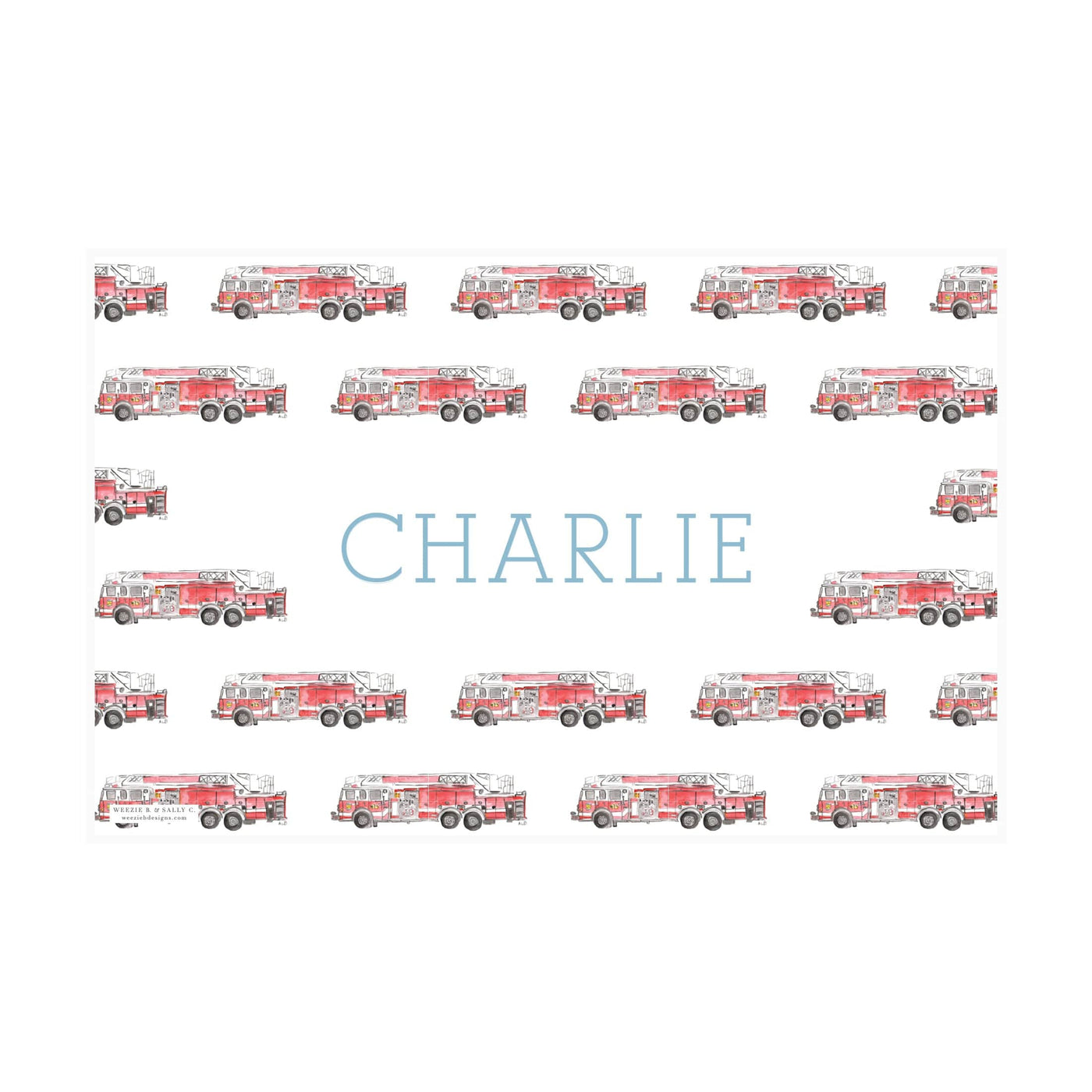 Fire Truck Watercolor Placemat