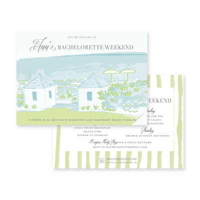 Weezie B. Designs | Bachelorette Invitation | Rosemary Beach Green