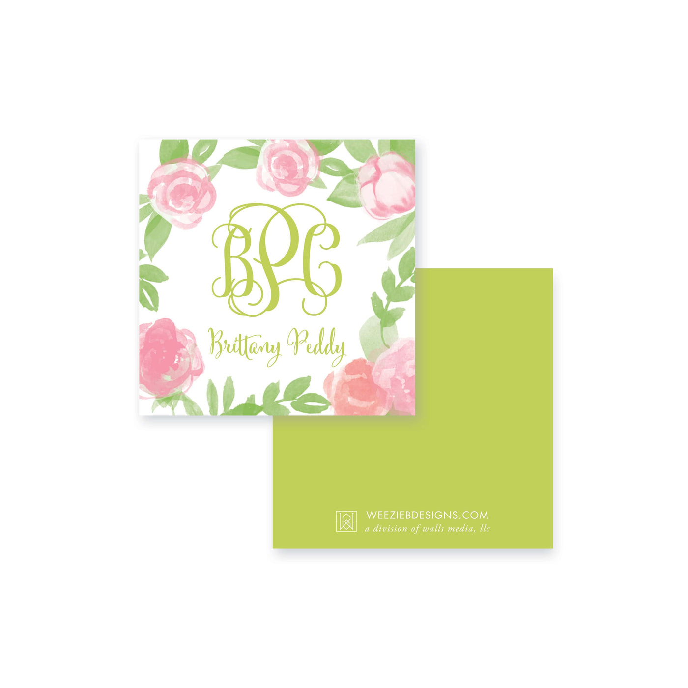 Weezie B. Designs | Garden of Peonies Calling Card