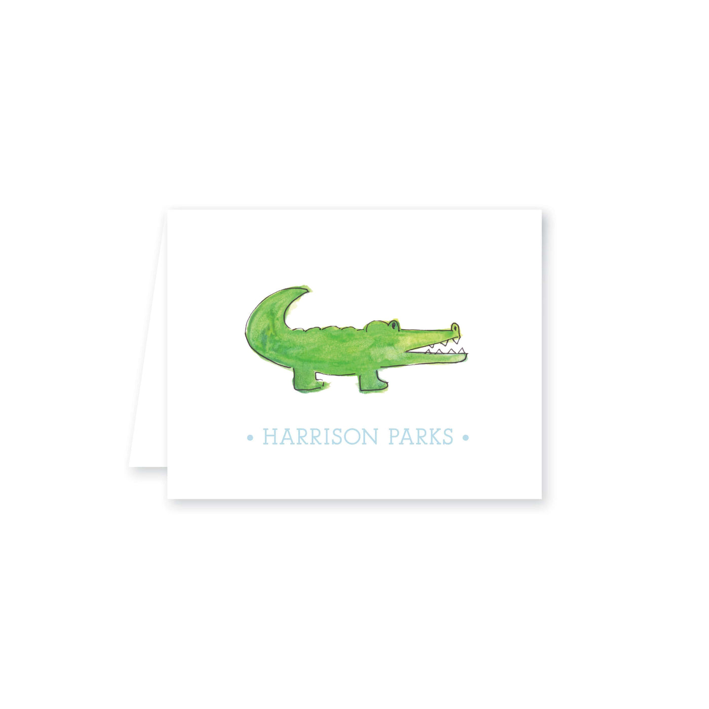 Weezie B. Designs | Watercolor Alligator Personalized Folded Note Card