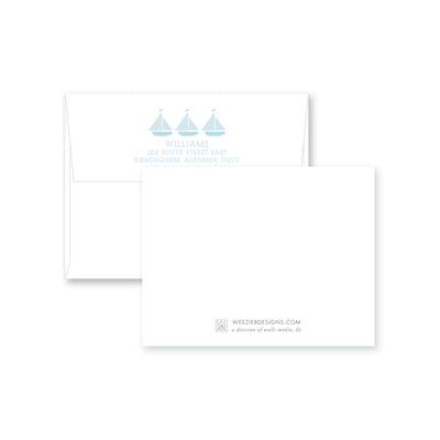 Weezie B. Designs | Trio of Sailboats Flat Note Cards
