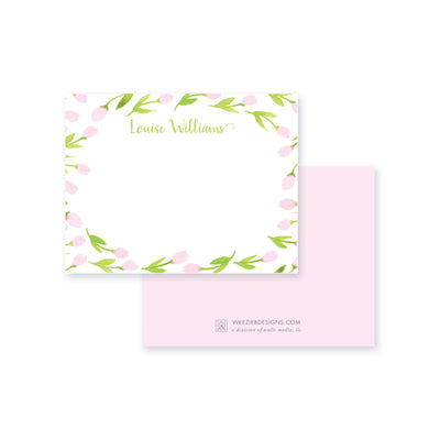 Weezie B. Designs | Garden of Tulips Personalized Flat Note card