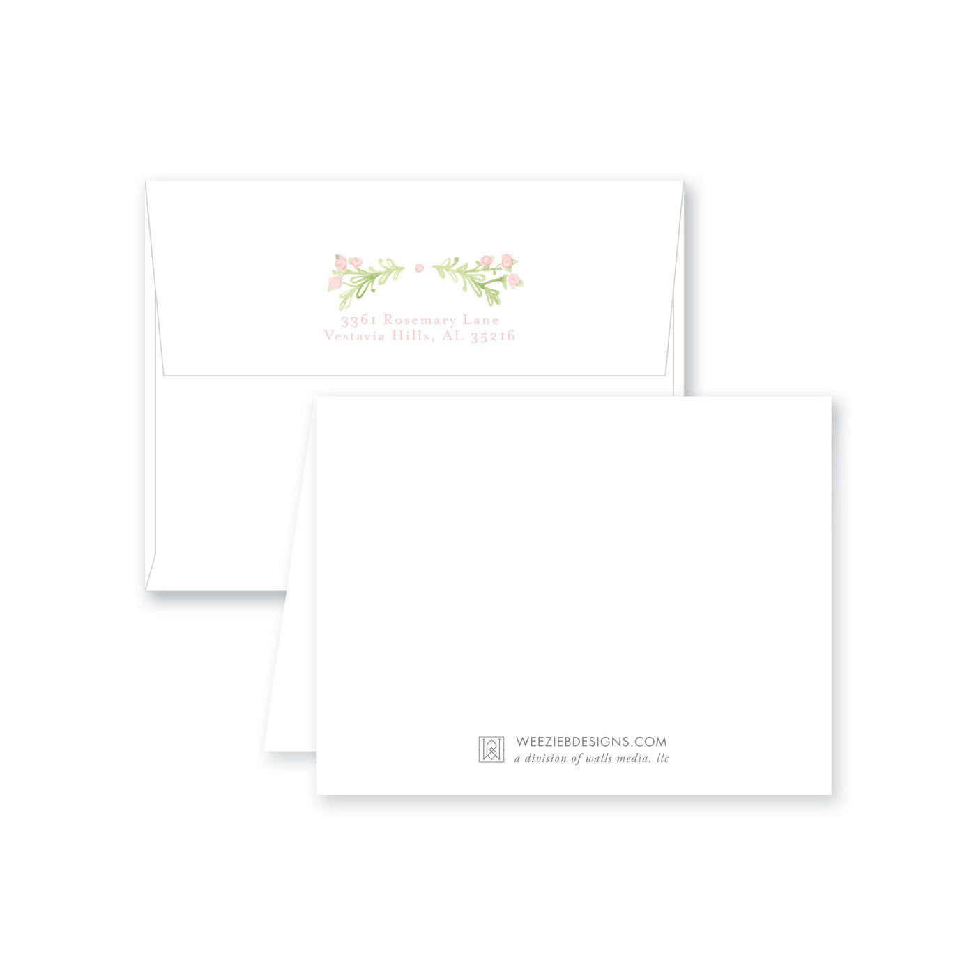 Weezie B. Designs | Sweet Watercolor Wreath Folded Note Card
