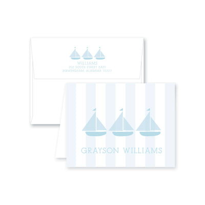 Trio of Sailboats Folded Note Card