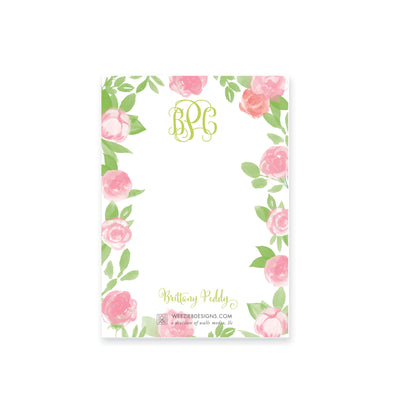 Weezie B. Designs | Garden of Peonies Personalized Notepad