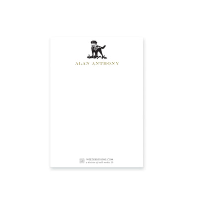 Weezie B. Designs | Sketched Dog with Bird Personalized Notepad