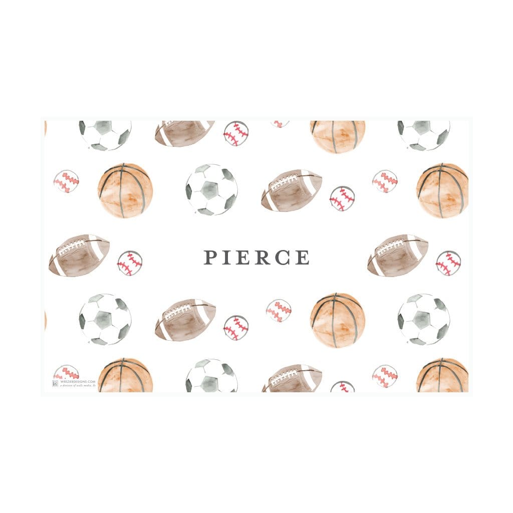 Weezie B. Designs | Watercolor Sports Balls Placemat