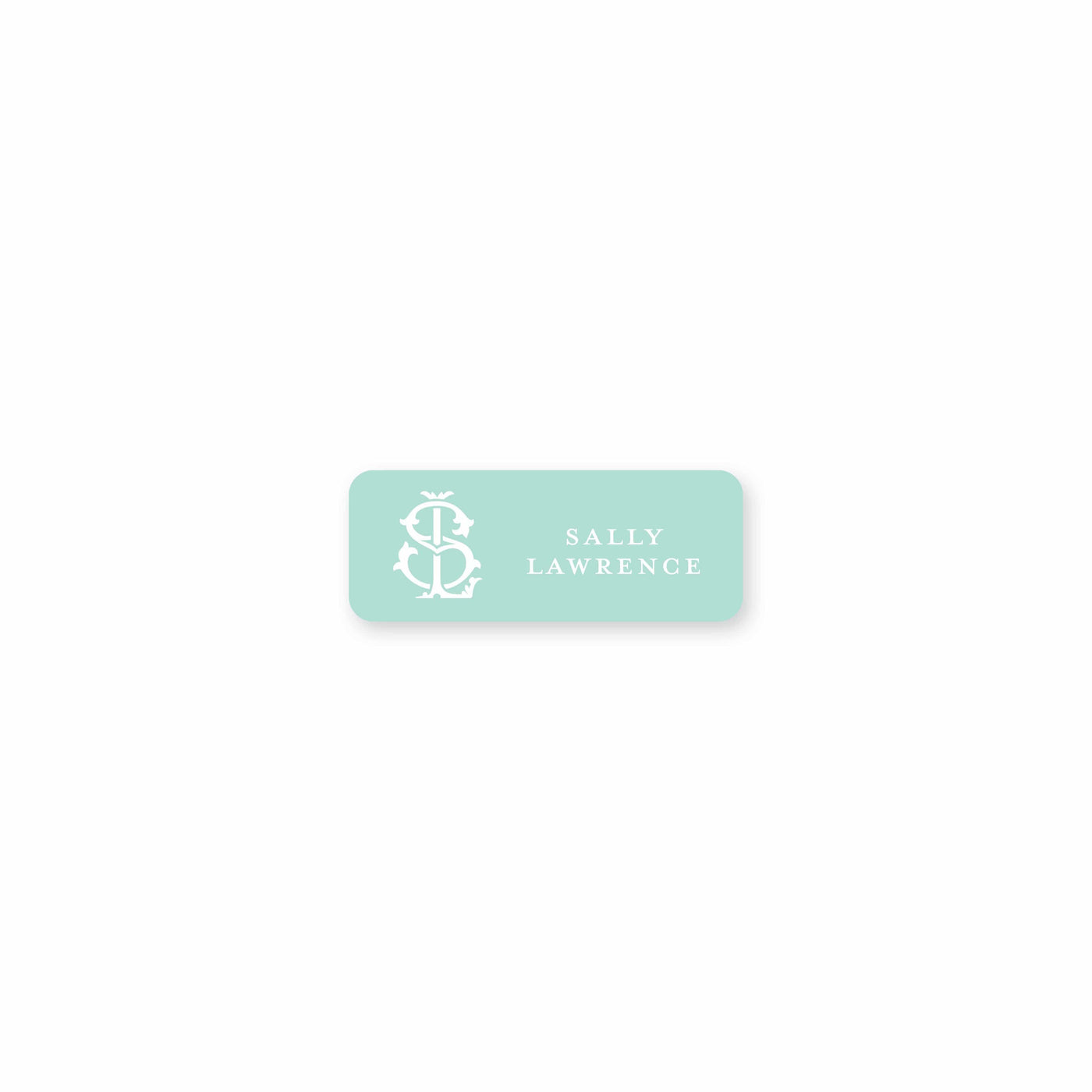 Weezie B. Designs | 2 Letter Intertwine On Seafoam Square Permanent Stickers