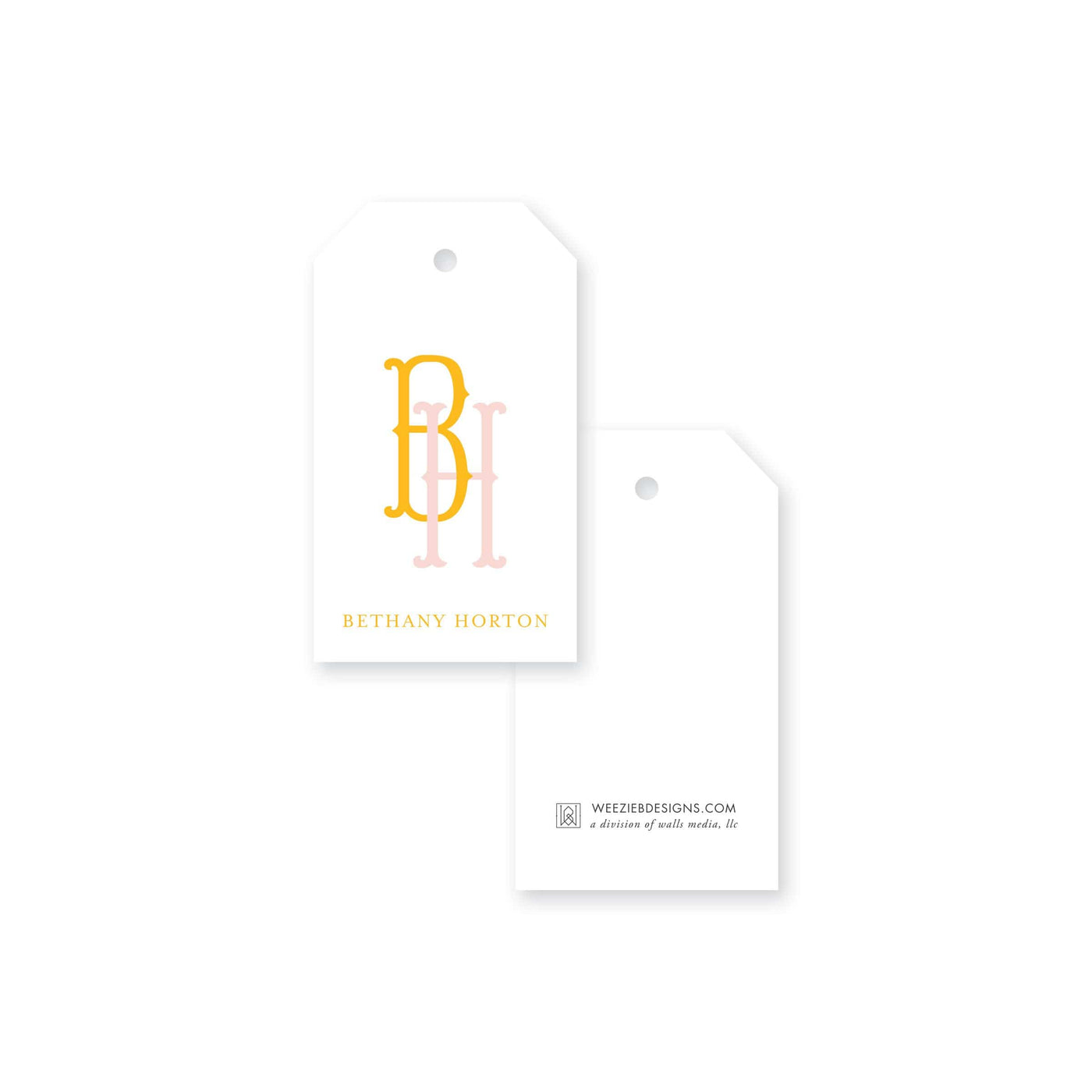 Weezie B. Designs | Two-Letter Fishtail Monogram Gift Tag