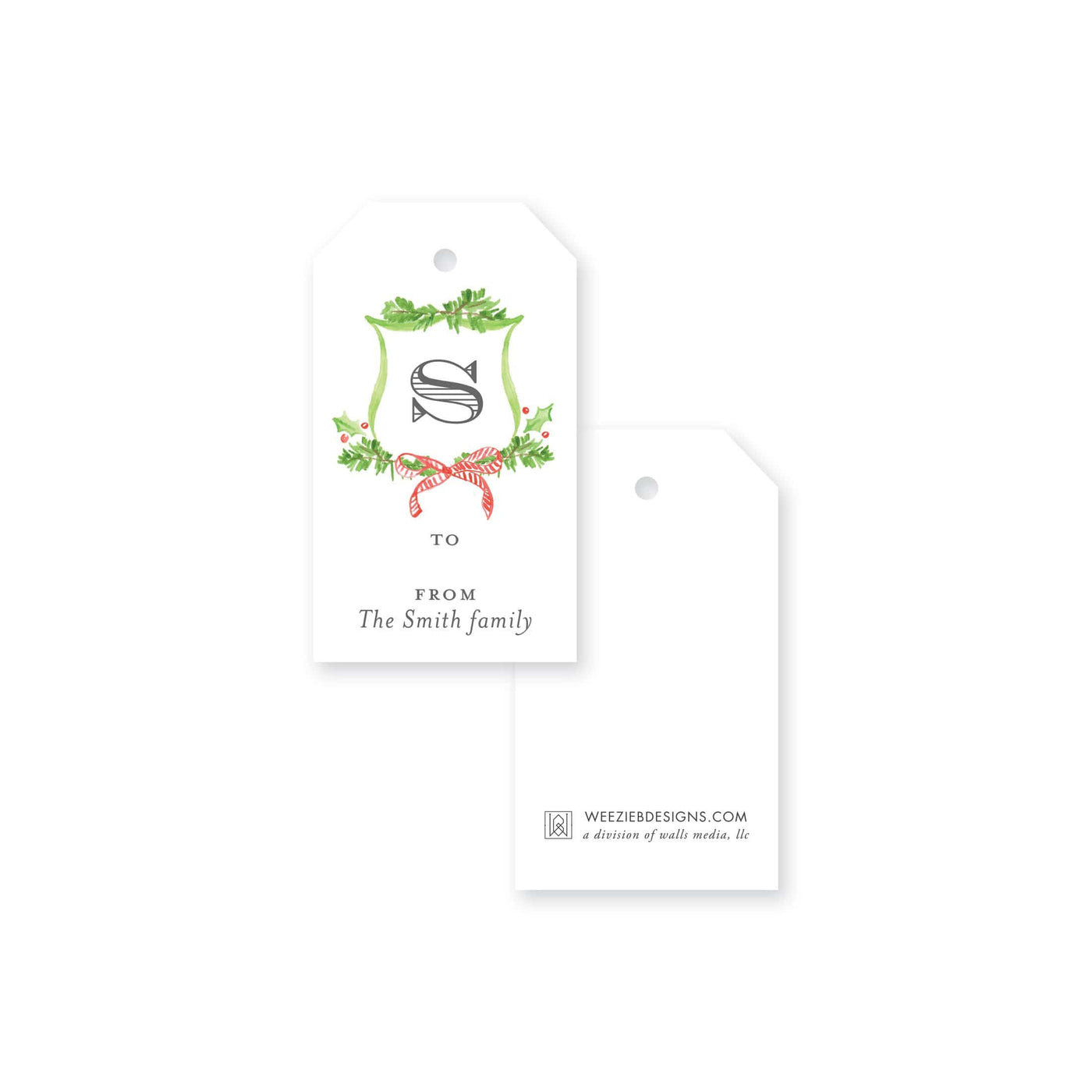 Weezie B. Designs | Christmas Watercolor Crets Gift Tag