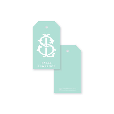 Weezie B. Designs | 2 Letter Intertwine On Seafoam Gift Tag