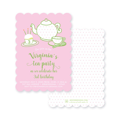 Weezie B. Designs | Tiny Tea Party Birthday Party Invitation