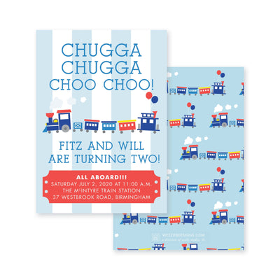 Weezie B. Designs | Chugga Chugga Birthday Party Invitation