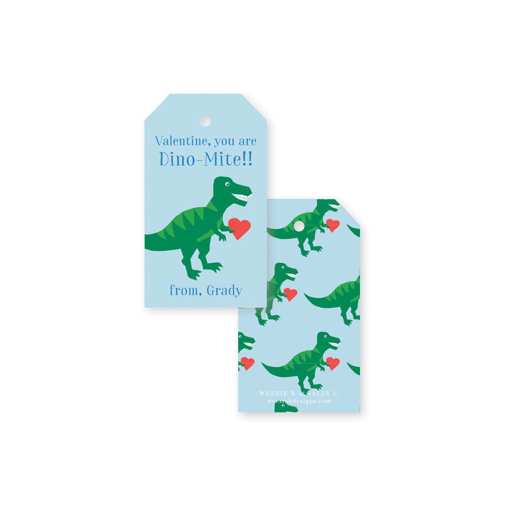 Weezie B. & Sally C. Designs | You're Dino-Mite Valentine's Day Gift Tags